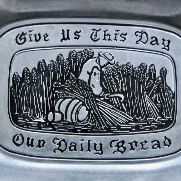 Wilton Pewter Bread Tray Platter Give Us This Day Our Daily Bread Mikasa - Picture 2 of 10